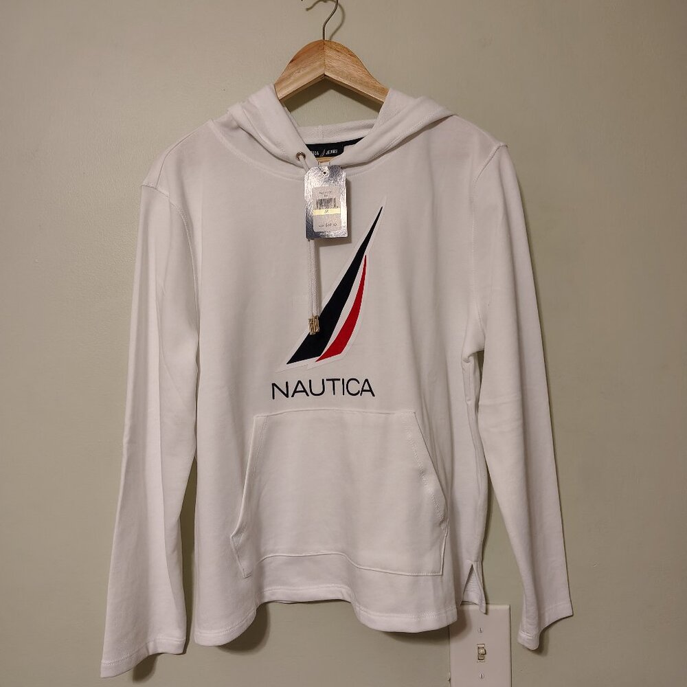 Nautica Women's White Sweatshirt Hoodie Size M
